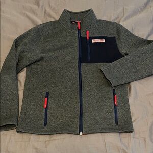 Vineyard Vines Heather Gray and Navy Jacket with Red Details